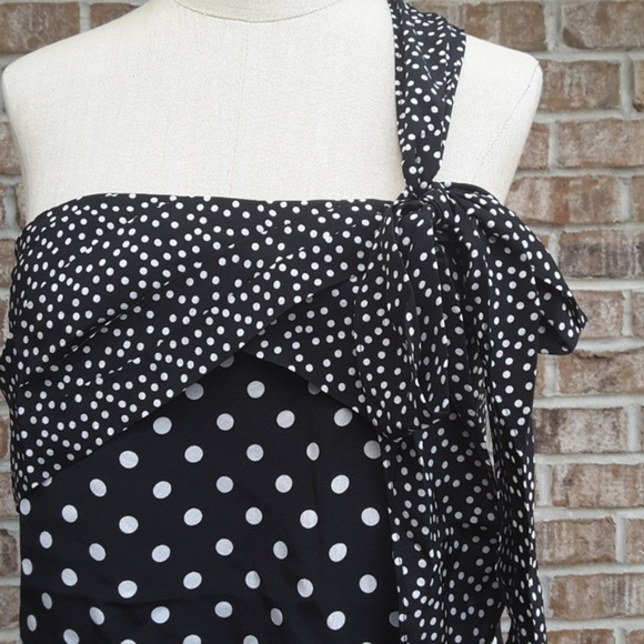 NWT J. Crew One Shoulder Polka Dots Bow Top 6&10 - Picture 4 of 7
